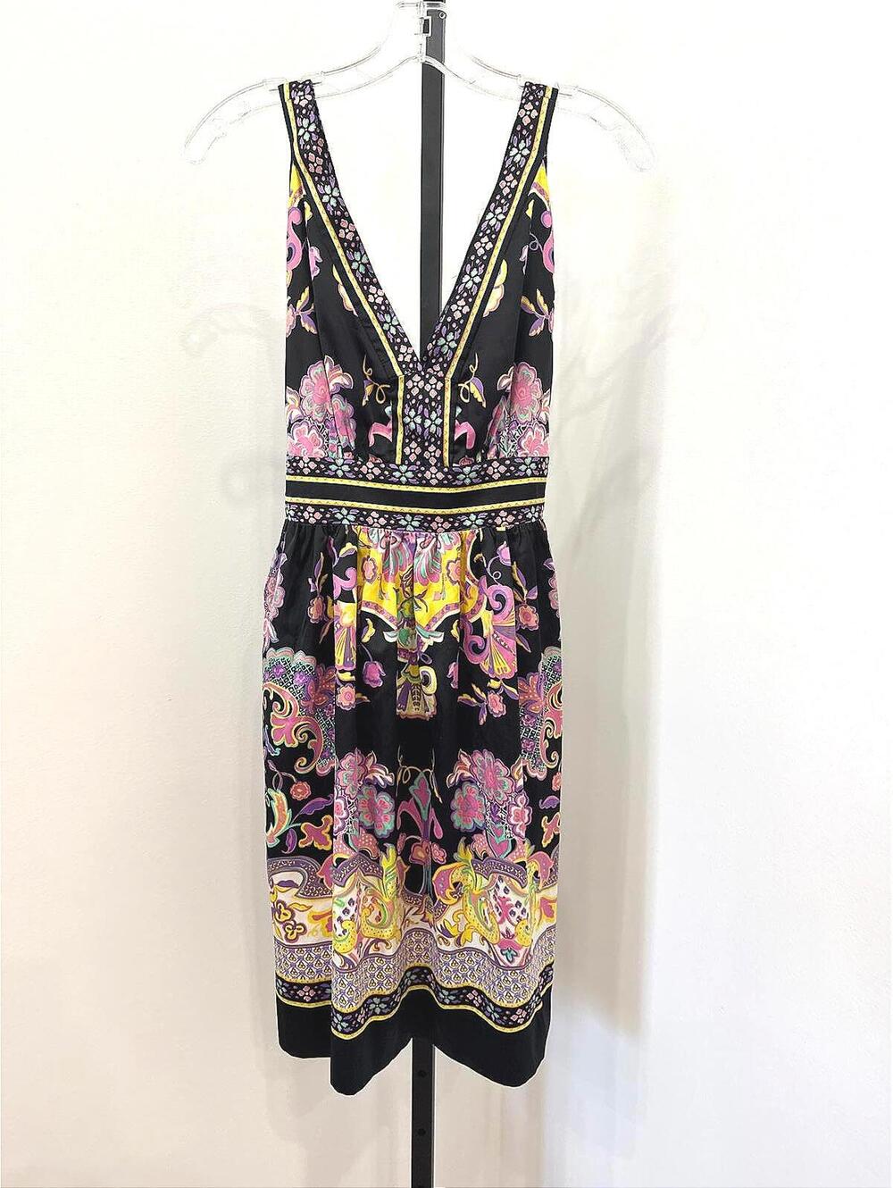 Sleeveless V-Neck Floral Print Midi Dress I.C.E. Size 10